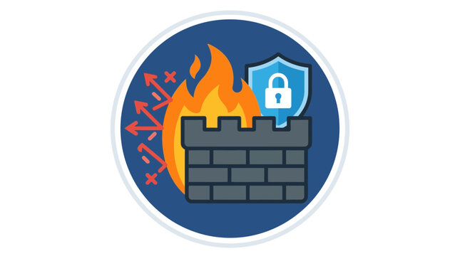 Security shield on brick wall.