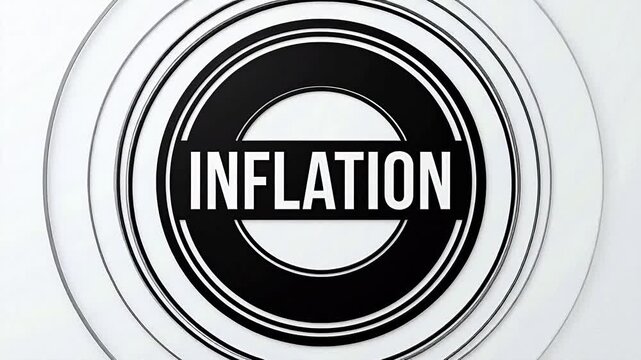 Circular graphic with the word inflation highlighting geometric patterns and contemporary art