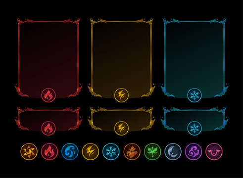 Fantasy RPG Elemental Frame UI Pack Magic Border Panel and Icon Game Asset Set