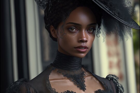 A beautiful Victorian style southern gothic female.
