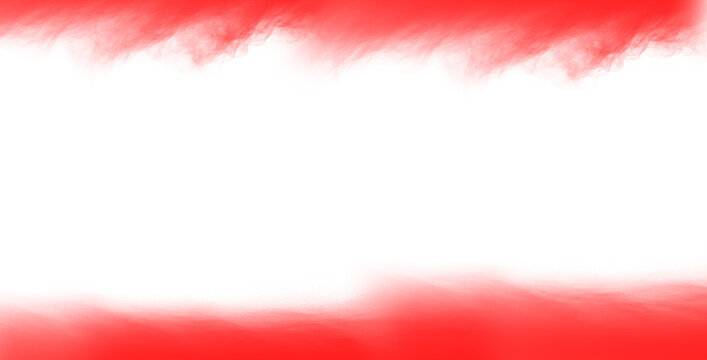 Vibrant red powder explosion creating a soft horizontal frame effect on a clean white background suitable for artistic graphic design projects or creative marketing layouts requiring a bold visual imp