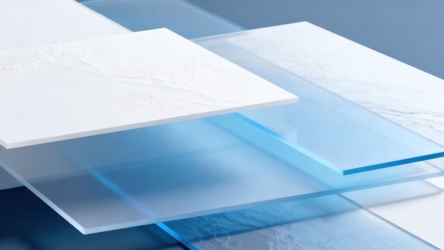 Stacked transparent and white panels
