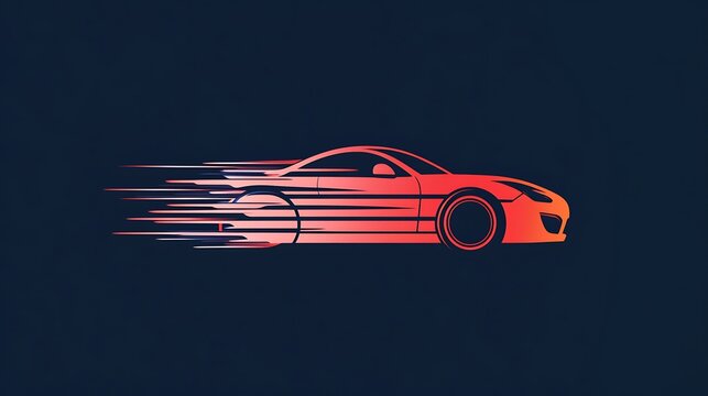 A stylized graphic image showing a sleek red sports car moving at high velocity with artistic motion blur lines trailing behind it representing extreme speed and modern automotive design concepts