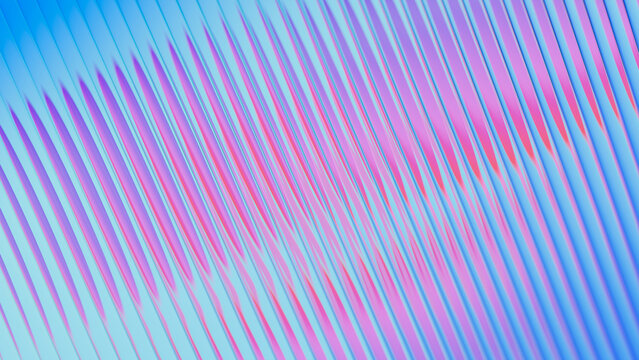 Abstract futuristic background featuring diagonal metallic blue stripes with purple and pink gradients. Selective focus