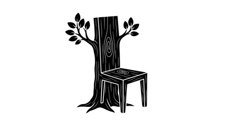Creative Wooden Chair Designed as a Tree Trunk with Branches © yanto