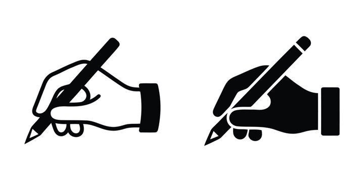 Hand holding pencil icon silhouette vector illustration design