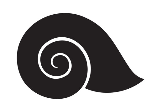 Spiral seashell silhouette vector on white background for marine nature design