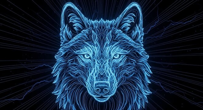 Neon wolf illustration digital art