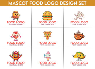 Fototapeta premium minimal lego inspired mascot cartoon logo design food logo collection branding vector creative style