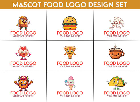 minimal lego inspired mascot cartoon logo design food logo collection branding vector creative style