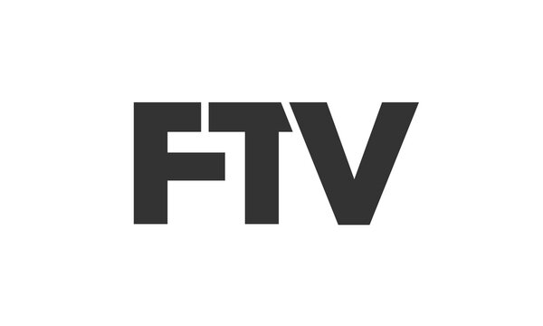 FTV logo design template with strong and modern bold text. Initial based vector logotype featuring simple and minimal typography. Trendy company identity.