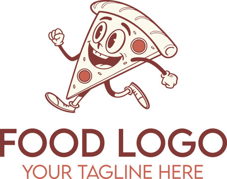 Minimal Lego pizza Inspired Mascot Cartoon Food Logo