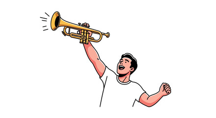 Excited man holding a trumpet and celebrating © jaka-Stock