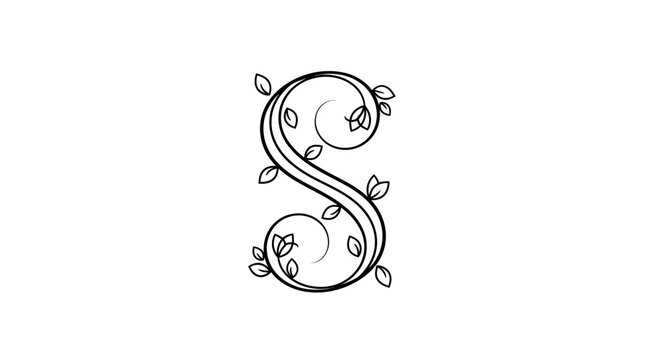 Decorative letter S with leaves.