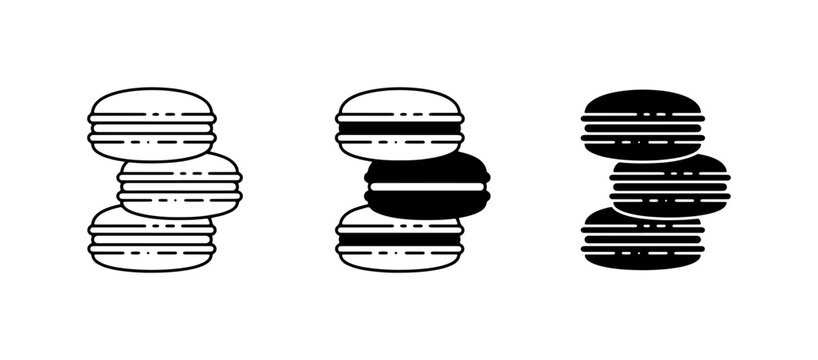 Macaron Icons, Sweet Pastry Vector Graphics, French Dessert Symbols, Food Illustrations