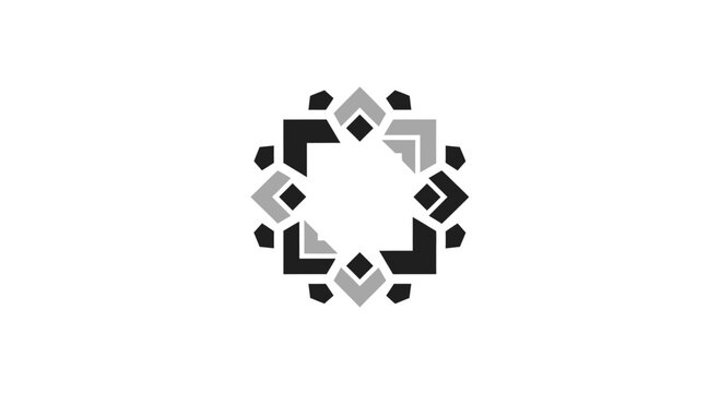 Geometric star pattern in black and light gray on a white background
