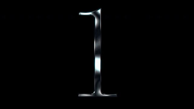 Silver metallic small letter "l". Alpha channel. Serif font. Seamless loop video.