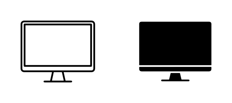 Computer Monitor Icons, Screen Display Vector Graphics, Technology Interface Symbols