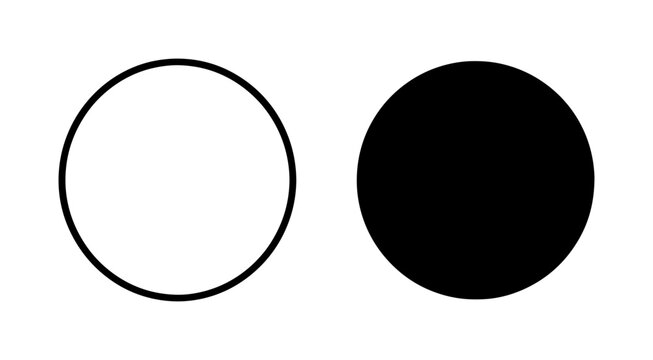 Simple Geometric Shapes: Black Circle, White Outline Circle, Minimalist Design Elements, Basic Forms
