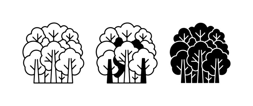 Forest Icons, Tree Group Illustrations, Nature Landscape Graphics, Woodland Elements