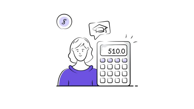 Student calculating tuition fees and managing educational loan payments.