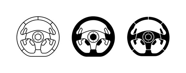 Car Steering Wheel Icons, Driving Control Symbols, Automotive Navigation Vector Set © Alim