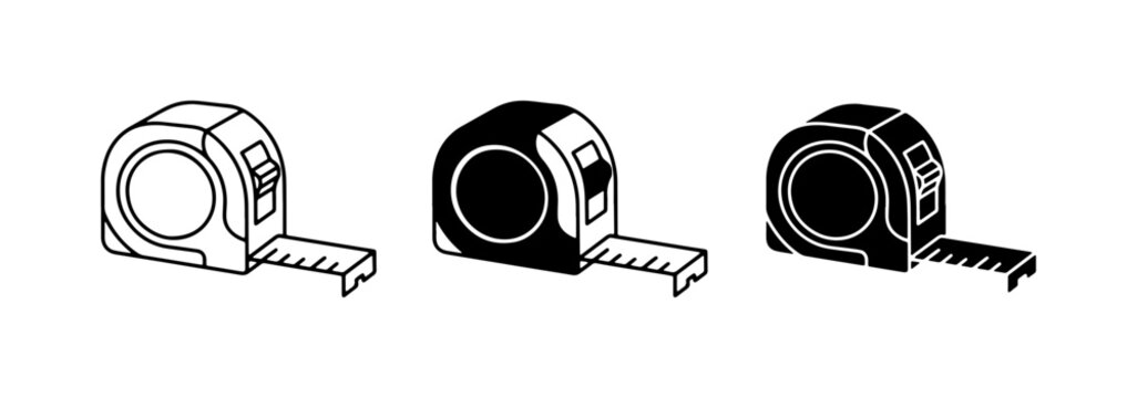 Tape Measure Icons, Measuring Tool Vector Graphics, Construction and DIY Symbols
