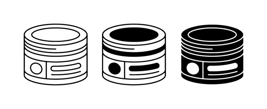 Piston Icons, Engine Parts Vector Set, Mechanical Components, Automotive Industry Graphics, Industrial Design Elements