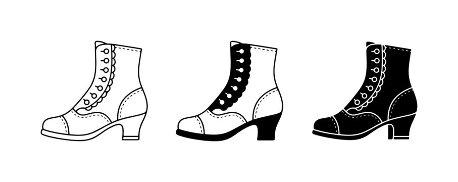 Vintage Victorian Boots, Lace-up Ankle Boots, Retro Fashion Footwear Collection