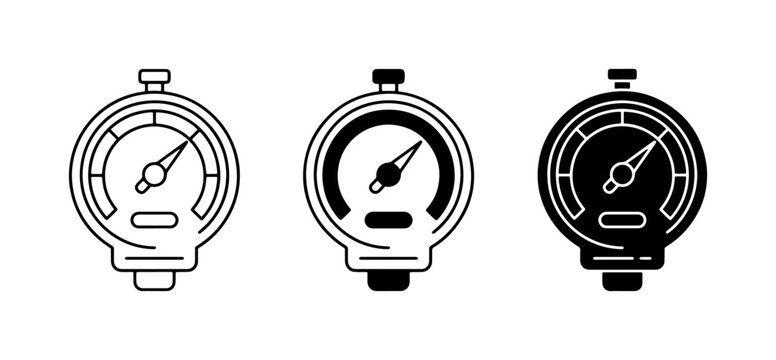 Pressure Gauge Icons, Dial Meter Set, Measurement Tool Vector Graphics