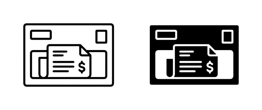 Payment Icons: Credit Card and Invoice, Financial Transaction Symbols