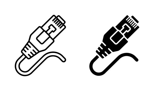 Ethernet Cable Icon, Network Connector, Internet Plug, RJ45 Connector, Technology Symbol