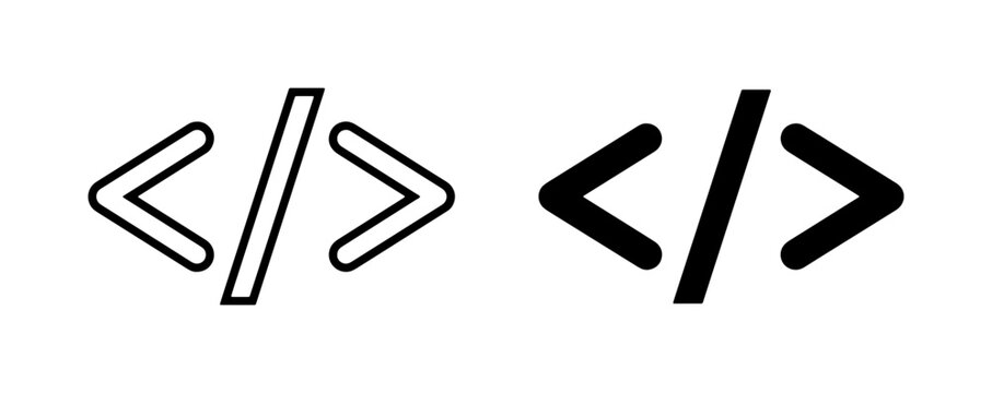 Coding Symbols, Programming Brackets, Syntax Icons. Web Development, Software Engineering, Digital Technology.