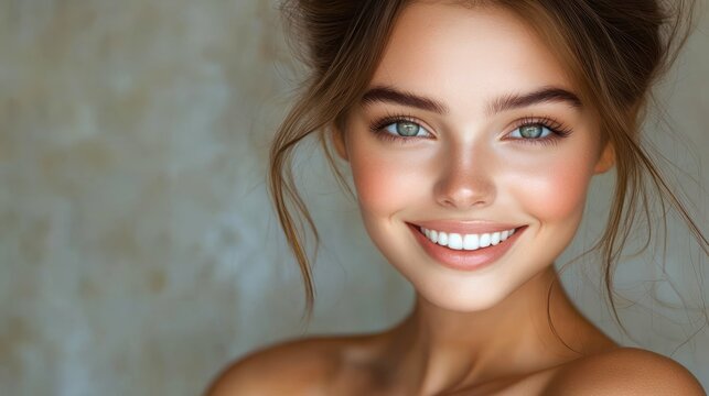 soft intimate portrait of bare shoulders, neck and loose hair with warm skin tones and serene mood
