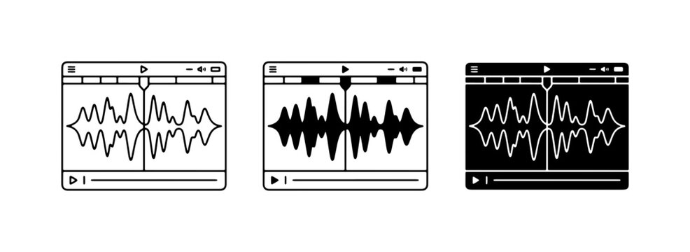 Audio Waveform Editor Icons, Sound Waveform Visualization, Digital Audio Processing