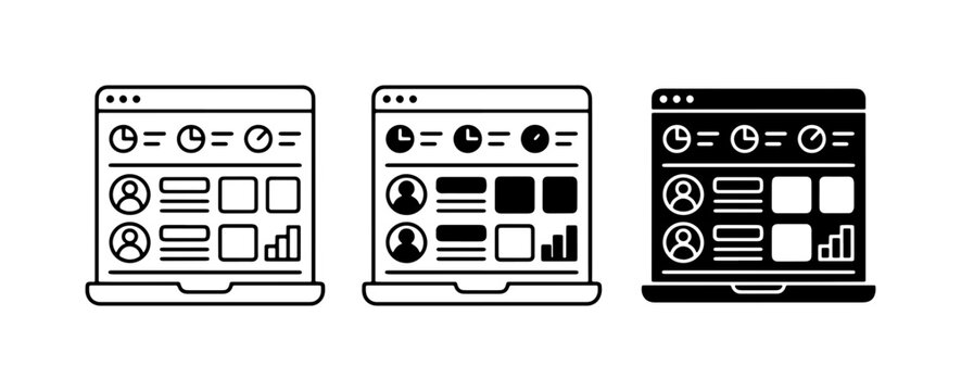 Dashboard UI Icons Set, Web Analytics, User Profiles, Data Visualization, Business Interface