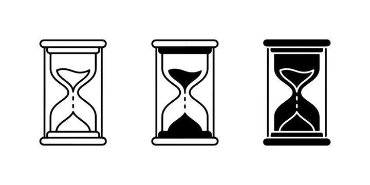 Hourglass Icons, Time Measurement Symbols, Sand Timer Vector Graphics