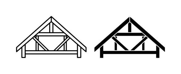 Roof Truss Vector Icons, Architectural Structure Elements, Building Frame Design © Abu