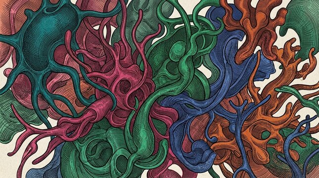 Biomorphic organic abstract vivid biomorphic organic shape abstract
