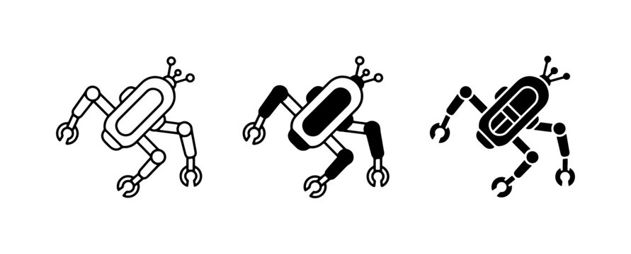 Robot Icons, Futuristic Android Designs, Mechanical Insectoid Vector Art