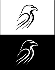 Obraz premium Minimalist eagle icon or logo, with original and inverted design