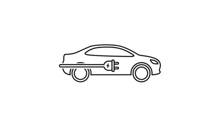 Fototapeta premium Electric car icon with charging plug and lightning bolt symbol, clean energy concept