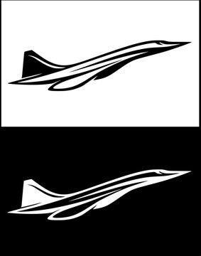 Minimalist Concorde icon or logo, with original and inverted design