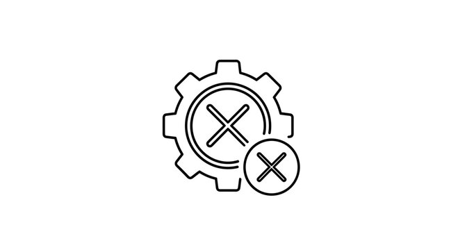 Gear with Cross Symbol: Error, Problem, or Incorrect Setting Icon