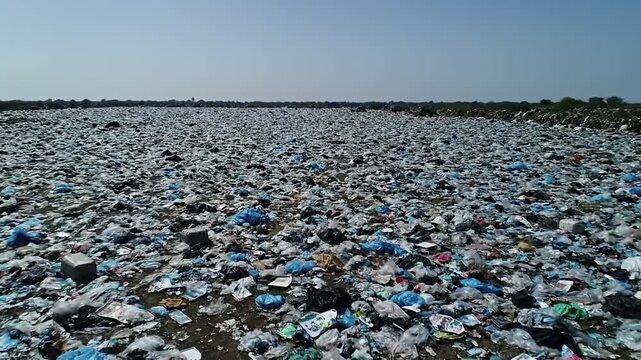 Massive Landfill Site - Environmental Pollution and Waste Management Crisis.