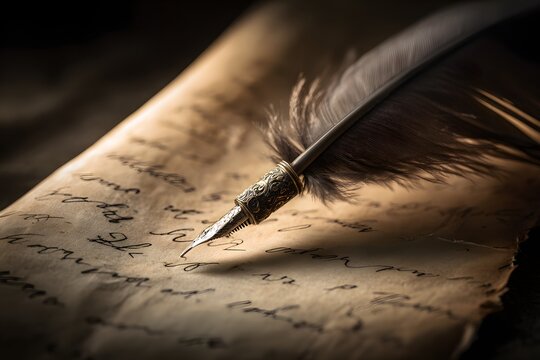 A quill on parchment, illuminated to highlight timeless literary craftsmanship.