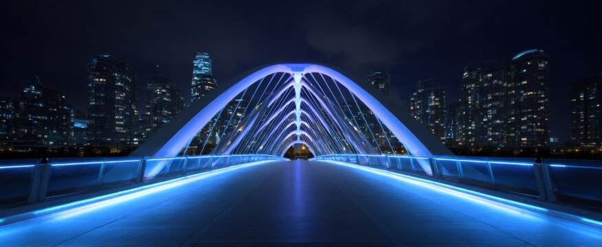 sleek futuristic bridge design gracefully arching over a vibrant cityscape