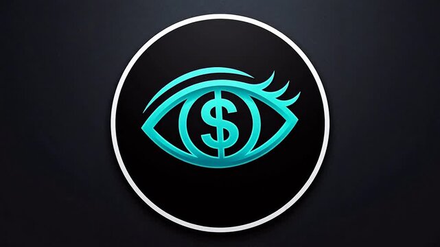 Eye with dollar sign graphic symbolizing conceptual art and dynamic energy