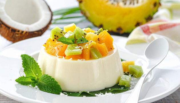 Fresh healthy salmon salad with boiled eggs avocado and vegetables in a white bowl for breakfast or lunch