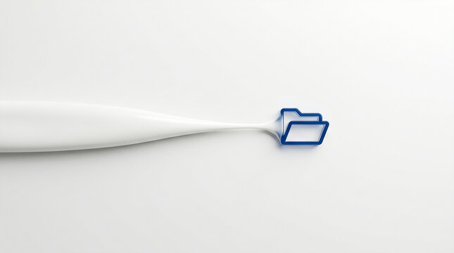 Minimalist 3D Cloud Data Folder Icon with White Liquid Flow on White Background